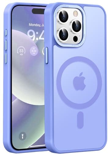 Newfuture for iPhone 15 Pro Case with Magnetic [13 FT Military Drop Protection] [Compatible with Magsafe] Matte Shockproof with Anti-Fingerprint Phone Case for Home Button Stickers, Light Purple