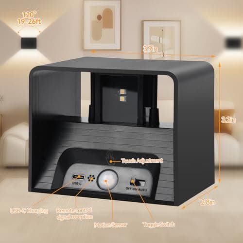 Aialun Motion Sensor Wall Light 5000mAh Battery Operated,Rechargeable Wall Sconce Set of 2 Wireless Closet Light,3CCT & Dimmable Up and Down Night Lights Magnetic Stair Lights for Bedroom Hallway - Thumbnail 6