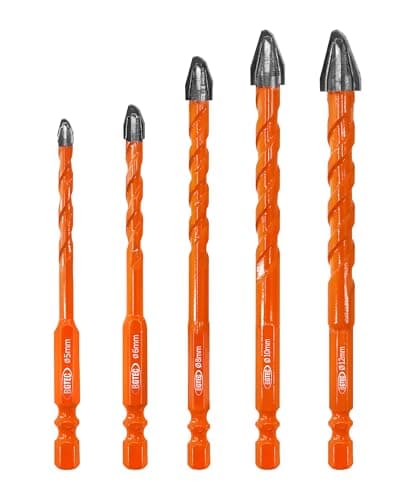 Masonry Drill Bit Set BGTEC - 5PCS 3/16" - 1/2" Carbide Eccentric Drill Bit for Masonry/Brick/Concrete/Tile/Glass/Wood/Plastic/Marble