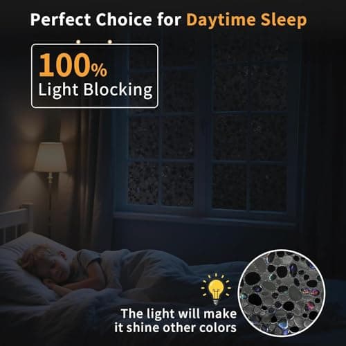 JAYONG Total Blackout Window Privacy Film with Free Tools, 100% Anti-UV Window Film for Glass Static Cling Heat Control Rainbow Opaque Window Tint for Home Bathroom 3D Pebble 29.5 x 78.7 Inch, Black - Thumbnail 5