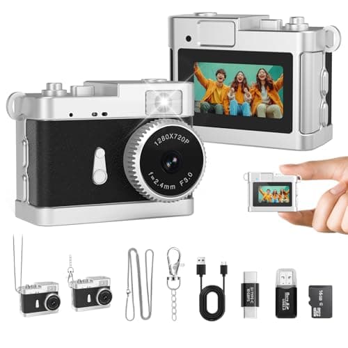 Mini Keychain Camera, 2MP Mini Digital Camera with Built-in Flash & Retro Filters, 16GB Pocket Tiny Camera for Travel/Party/Vlog, 1080P Video Recorder, Birthday Gifts for Kids & Friends
