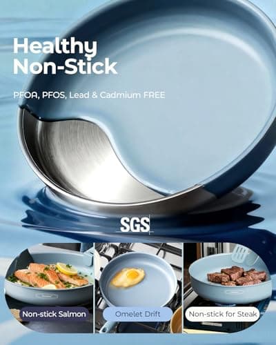 Stackbear Ceramic Cookware Set, Detachable Handle Pots and Pans Non Stick, 12-Piece Camping Cooking Set Nonstick with Storage Bag, Anti-Scratch Pads, PFOA Free, RV Camping Essentials - Thumbnail 5