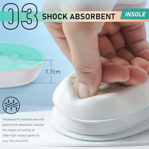 XINIFOOT 3 Pairs Breathable Shock Absorption Sport Shoe Insoles Elastic Soft Running Shoes Pad Replacement Insole for Men&Women Mint Green (M Men 7-8.5 / Women 9-10.5) - Thumbnail 4