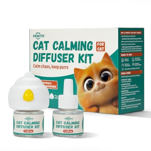 Pawith Cat Calming Diffuser with Pheromones – Cat Pheromone Diffuser for Cats, Helps Reduce Stress, Anxiety, Scratching & Urine Marking, Calming Diffuser for Cats with 2 Refills - Image 1