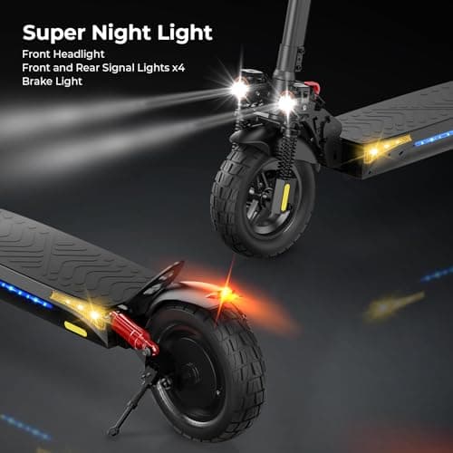 iScooter Electric Scooter for Adults, 10" Off-Road Pneumatic Tires, 28 Miles Range, 28MPH Top Speed, 800W Motor, Adjustable Pole Height,330lbs Max Load,Foldable Adult Escooter with Smart APP - Thumbnail 5