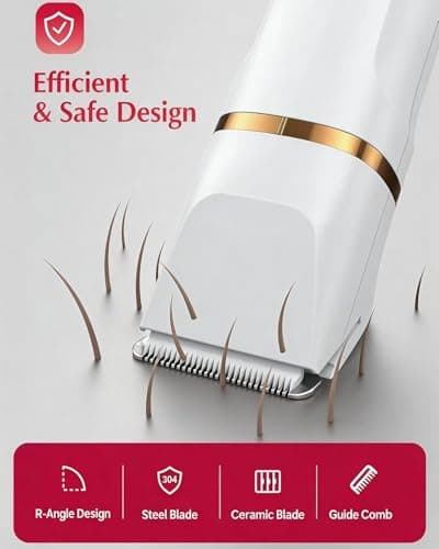 RAXMETRY Bikini Trimmer for Women Men, 3-in-1 Electric Razors for Pubic Hair, IPX7 Waterproof Replaceable Shaver Head with Nose Hair Trimmer for Travel, White - Thumbnail 2