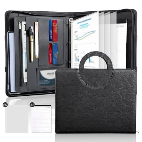 BRAVE ELK Zippered Padfolio Portfolio Binder, 40 Sleeves & Tablet Holder Case - Image 1