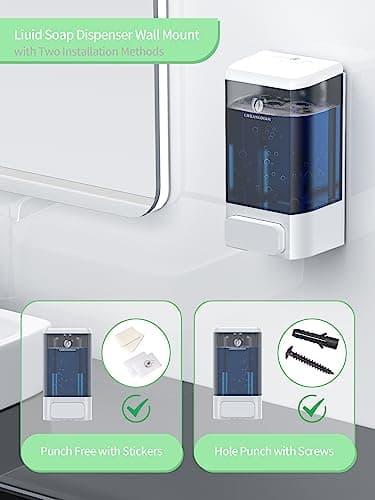 CHUANGDIAN Manual Liquid Soap Dispenser, Wall Mount, 34oz, White - Thumbnail 3