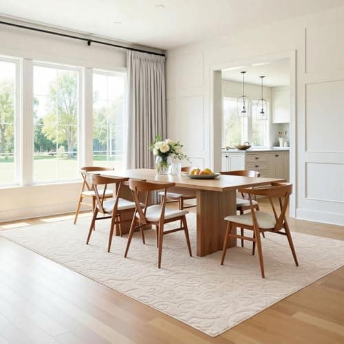 U'Artlines 6x9ft Washable Area Rug for Living Room, Neutral Beige Modern High-Low Pile Rug for Bedroom, Non Slip Soft Cozy Fluffy Large Floor Carpet for Dining Area, Kids Nursery Room - Thumbnail 6
