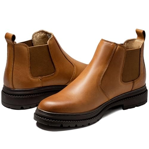 OKKO Mens Chelsea Dress Boots, Genuine Leather Classic Comfortable Casual Slip On Ankle Boot for Men - Thumbnail 2