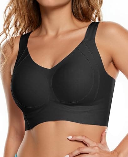 COMFELIE Wireless Bra for Women Minimizer Full Coverage Side and Back Smoothing Large Bust Black - Image 1
