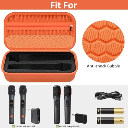 Comecase Wireless Microphone Case Compatible with JBL Wireless Two Microphone/for JBL Partybox, Handheld Dual Mic Travel Storage Bag for Receiver, Batteries and Other Accessories -Orange(Box Only) - Thumbnail 2