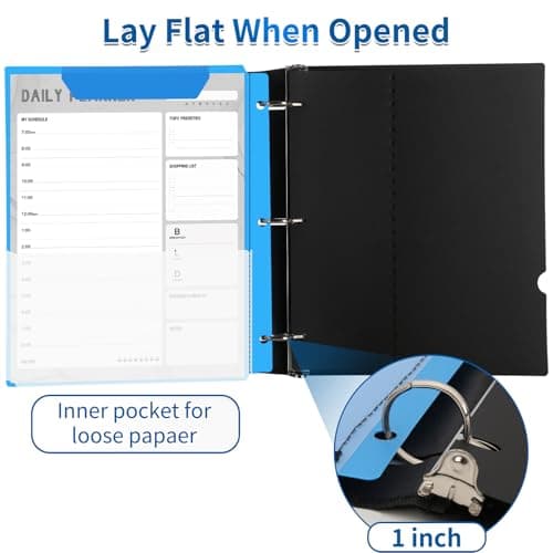 Tashkummy 360° Pivotable 3 Ring Binder, Upgraded Foldable Binders 1 inch 4 Pack, Thin Small Three Ring Binder Fits 8.5" x 11", for Home, School and Office Binders Supplies - Thumbnail 3