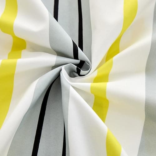 Spirit Linen home Full Size Bed Sheets Set Deep Pockets - 6PC Striped Ultra Soft Microfiber Bed Sheets - Easy to Clean, 90 Thread Count Sheets Includes 1 Fitted, 1 Flat, 2 Pillowcases (Grey/Yellow) - Thumbnail 6