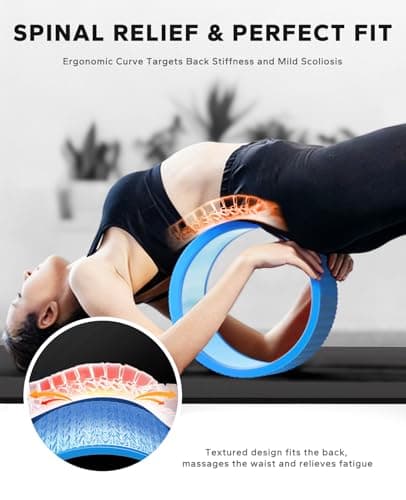 HAPBEAR Back Roller - Yoga Wheel Set with 26'' Anti-Burst Exercise Ball – 12'' PP Inner Core Spine Alignment Tool for Back Pain Relief,Core Strength & Full-Body Workout, Back Roller Wheel for Home Gym & Therapy, Pump Included - Thumbnail 4