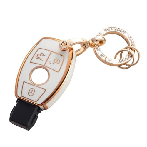 RUABIBAN for Mercedes Benz Key Fob Cover, Key Case Protection Fit for Mercedes Benz C E S M CLS CLK G Class Smart Key Holder - Image 1