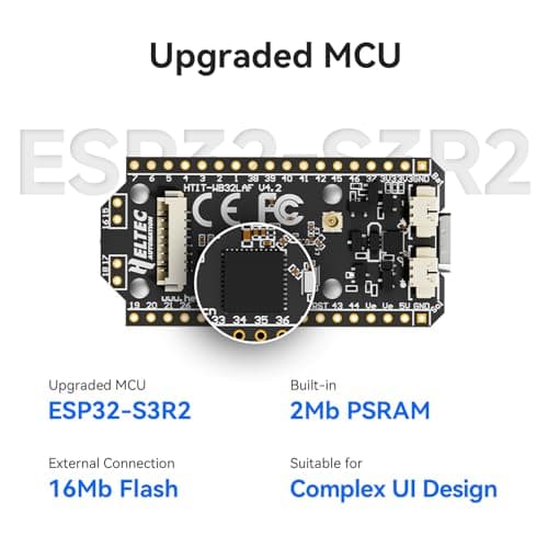 YELUFT 1 Set ESP32 LoRa V4 Development Board + 3000mAh Battery, Upgraded ESP32-S3 16MB Flash WiFi Bluetooth 28dBm High Power SX1262 LoRa for Meshtastic Arduino IoT LoRaWAN - Thumbnail 2