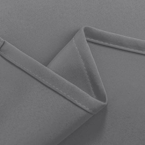 Hiasan Grey Curtains 63 inch Long Sewn with Tiebacks, Rod Pocket & Back Tab Gray Blackout Thermal Insulated Drapes, Room Darkening Curtains 2 Panels for Living Room Bedroom, 42 inch Wide - Thumbnail 5