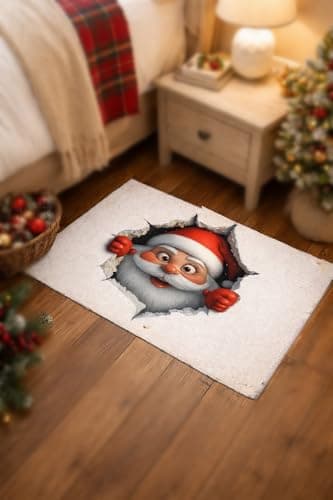 Carastora Funky Christmas Santa Holiday Doormat, Anti-Fatigue mat, Durable, Non-Slip Design, Suitable for Indoor and Outdoor use, Home Decor, Housewarming Gift, Size: 20 x 31 inches - Thumbnail 6