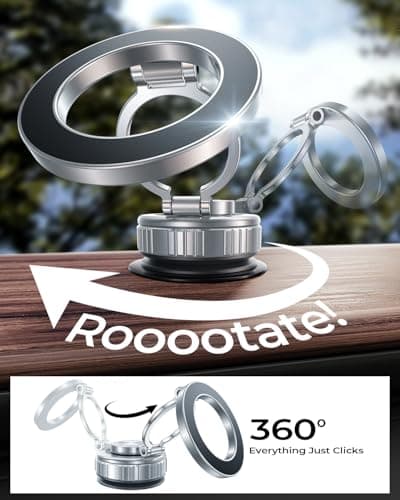 DIMONCOAT 2025 Upgraded 360° Rotation Vacuum Magnetic Phone Holder for Car,for Suction Cup Phone Mount Stand [109+LBS Strongest Suction & Magnetic] Adjustable Swivel Lock, for Your Car/Mirror - Thumbnail 3