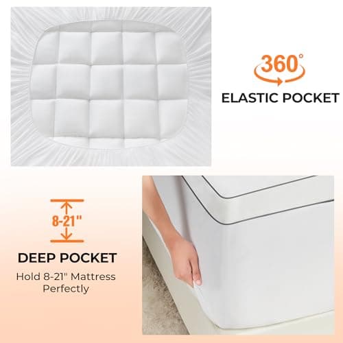 SurChic Ultra Soft Coral Fleece Queen Size Mattress Topper, No Compression Plush Thick Pillow Top Mattress Pad with Deep Pocket, Winter Warm Cozy Bed Topper Cover for Back Pain Relief - Thumbnail 6