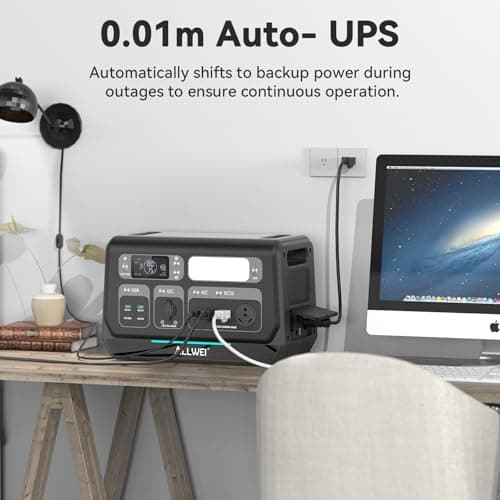 ALLWEI Portable Power Station 2400W(Surge 4800W) with 1x 400W Solar Panel Included, Fast Charge in 1.5H, 4 AC Outlet, LiFePO4 2048Wh Solar Generator for RV Camping Emergency Outdoor Home Use - Thumbnail 4