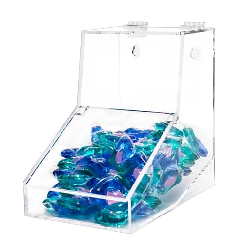 Laundry Pods Container, Acrylic Candy Dispenser Holder with 2 Lids, Dishwasher Pod Holder, Coffee Pod Holder, Laundry Pod Holder for Laundry Room, Kitchen, Home (1pcs, 8.6"L x 7.1"W x 8.6"H) - Image 1