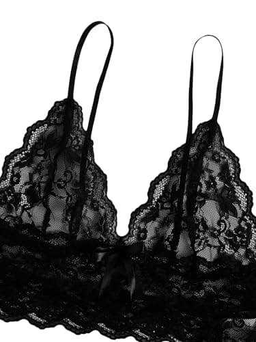 Rigeri Satin Lingerie Cami Pj Sets For Women Lace Bralette Black Leopard S - Thumbnail 2