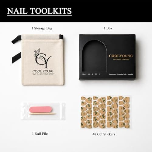 Handmade Nails Medium Pink Almond Press On Nails Press On Women Gifts 3D French Tip Press On Nails Stick On Nails For Women COOLYOUNG 15 PCS, Size S - Thumbnail 6