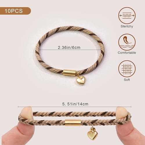 Fohufo Hair Ties No Damage - 10 Pcs Hair Scrunchies for Women Girls, Hair Ties for Thick Hair & Thin Hair, Hair Scrunchies Bands Bracelets, Initial Hair Accessories for Women, Birthday Gift - Letter J - Thumbnail 4