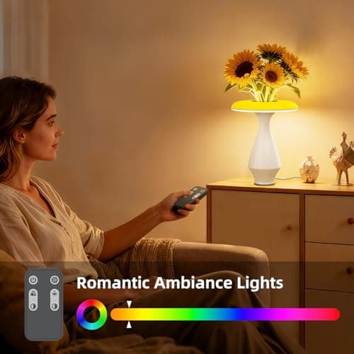 Honey Tour 2-in-1 Ceramic Table Lamp, Perfect Mother’s Day Gift for Mom, RGB Color-Changing & 3000K LED Bedside Lamp, Modern Vase Lamp for Bedroom, Nightstand & Desk Decor - Thumbnail 6
