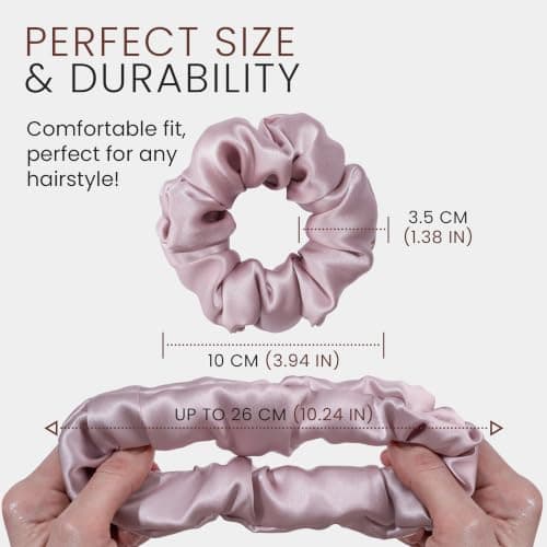 Wycare 100% Silk Scrunchies - Mulberry Silk Hair Ties (Set of 3 Nude) - Thumbnail 3