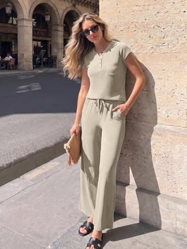 Casly Lamiit 2 Piece Sets for Women Beach Vacation Clothes Travel Cruise Outfits Casual Vacation Matching Fashion Clothing Set 2026 Beige XL - Thumbnail 2