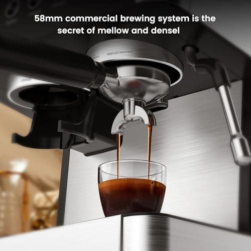 Joy Pebble 15 Bar Espresso Machine with Grinder & Milk Frother, All-in-One Coffee Maker for Home Baristas, 30-Position Grinder, 2.9L Removable Tank,for Cappuccino Latte - Thumbnail 4