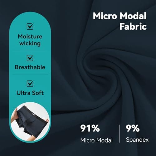 Nullktie Men‘s Ultra Soft Trunks with Fly, Modal Microfiber Underwear, Moisture Wicking Underpants Short Leg, 4 Pack - Thumbnail 3