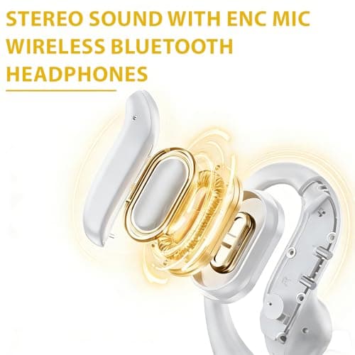 Molufeibe Open Ear Earbuds Wireless Bluetooth - Ear Buds with Hooks, ENC Noise Cancelling Headphones for Sports, 60Hrs Playback Clear Call, IPX5 Waterproof Earphones for Sport Running Exercising - Thumbnail 2