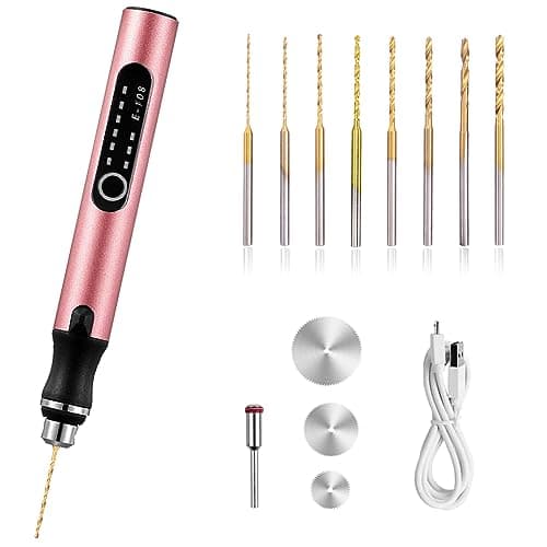3-Speed Cordless Mini Drill Pen With 8 Small Drill Bits,Rechargeable Electric Hand Drill Pin Vise,Resin Drill Set For Jewelry Making,Resin,Plastic,Wood,Keychains DIY (PINK) - Image 1