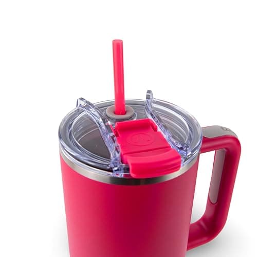 Hogg Big Swig 40 oz Tumbler with Handle and Straw - Hot Pink, 40oz Insulated Stainless Steel, Water Tumbler with Straw, Water Cup with Handle, Versatile Leak Proof Lid - Thumbnail 2