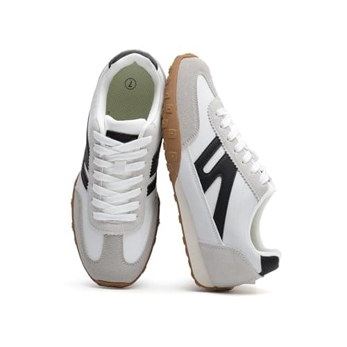 Foiola Womens Sneakers Comfortable Lace up Tennis Shoes Casual Business Walking Shoes Slip on Women's Fashion Sneakers White - Image 1