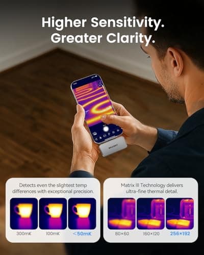 MILESEEY TR256i Thermal Imaging Camera for iOS (iPhone 17/16/15 and iPad w/USB-C), 512×384 Super Resolution Infrared Camera, iPad Thermal Imager, 5°F-1112°F for Electrical, Building, HVAC Detection - Thumbnail 4