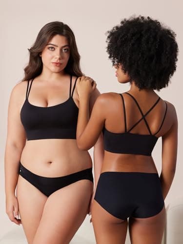 Tarbo T-Shirt Bras for Women No Underwire Criss Cross Back Bra Wireless Seamless No Padding Invisible Bralettes Black XL - Thumbnail 5