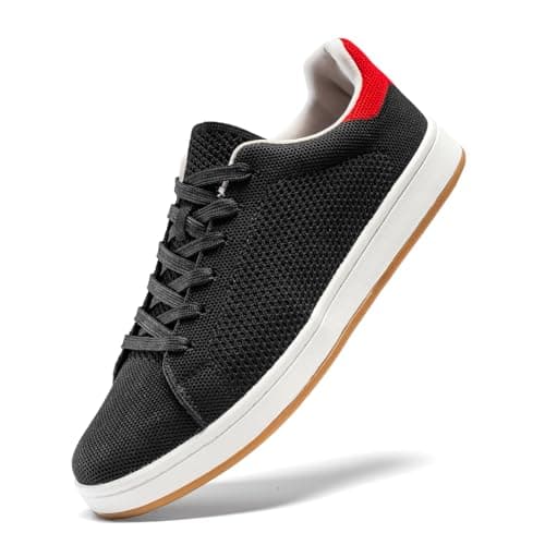 U.Ofeiy Men's Knit Sneakers - Breathable Flying Knit & Lightweight for Daily Walking with Gum Rubber Sole and Comfort Insole Black 8 - Image 1