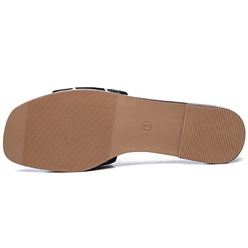 Athlefit Women's Slides Summer Fashion Slip On Flat Sandals Dressy Black Size 8.5 - Thumbnail 5