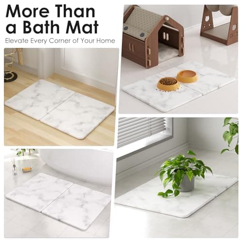 Foldable Diatomaceous Earth Bath Mat - 24"x16" Ultra-Absorbent Stone Shower Mat for Bathroom Floor - Instant Dry Non-Slip Diatomite Floor Mat - Minimalist Stone Dish Drying Mat for Kitchen - Thumbnail 3