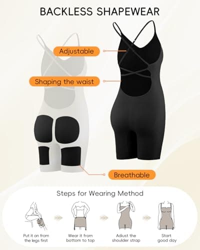 anylost Backless Shapewear for Women with Tummy Control, Seamless Low Back Shapewear Bodysuit for Women, Full Body Shape - Thumbnail 5