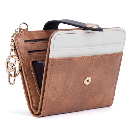 POIUGOYA Slim Wallet for Women,RFID Blocking Bifold Credit Card Holder with Zipper Coin Pocket,ID Window,Keychain - Image 1