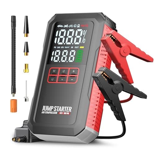 5000A Car Battery Jump Starter with Air Compressor, 160PSI Tire Inflator, Car Battery Charger for 7.0L Gas/6.0L Diesel, Jump Box with Jumper Cables, Power Bank & LED Light – Battery Booster kit - Image 1