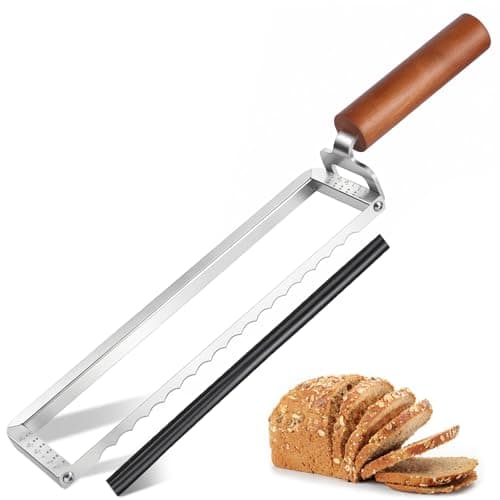 JAC HouseHold Upgrade Bread Knife for Homemade Bread, Sourdough Bread Slicer with 6 Thickness Guide & Razor Sharp Stainless Blade, Manual Bow Cutter for Bagels and Baguettes