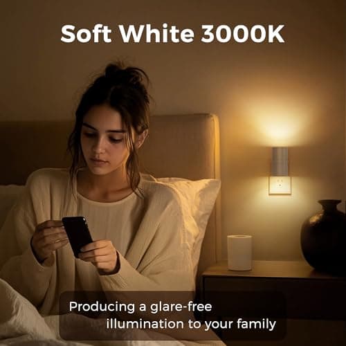 L LOHAS LED Night Light Plug in, 2 Pack, Night Lights Plug into Wall, Light Sensor, Cement Gray Housing, Soft White Nightlight, 3000K 100LM Dimmable Nightlights for Hallway Bedroom Stairway - Thumbnail 6