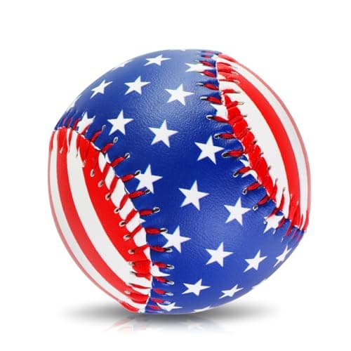 AKAIXI Baseballs PVC 9in Practice Baseball for Training Hitting Unique Lifestyle Decor Ideal Personalized Inspired Gifts for Players Coaches Moms (Patriotic Red White Blue, Baseball Set (1 Piece))